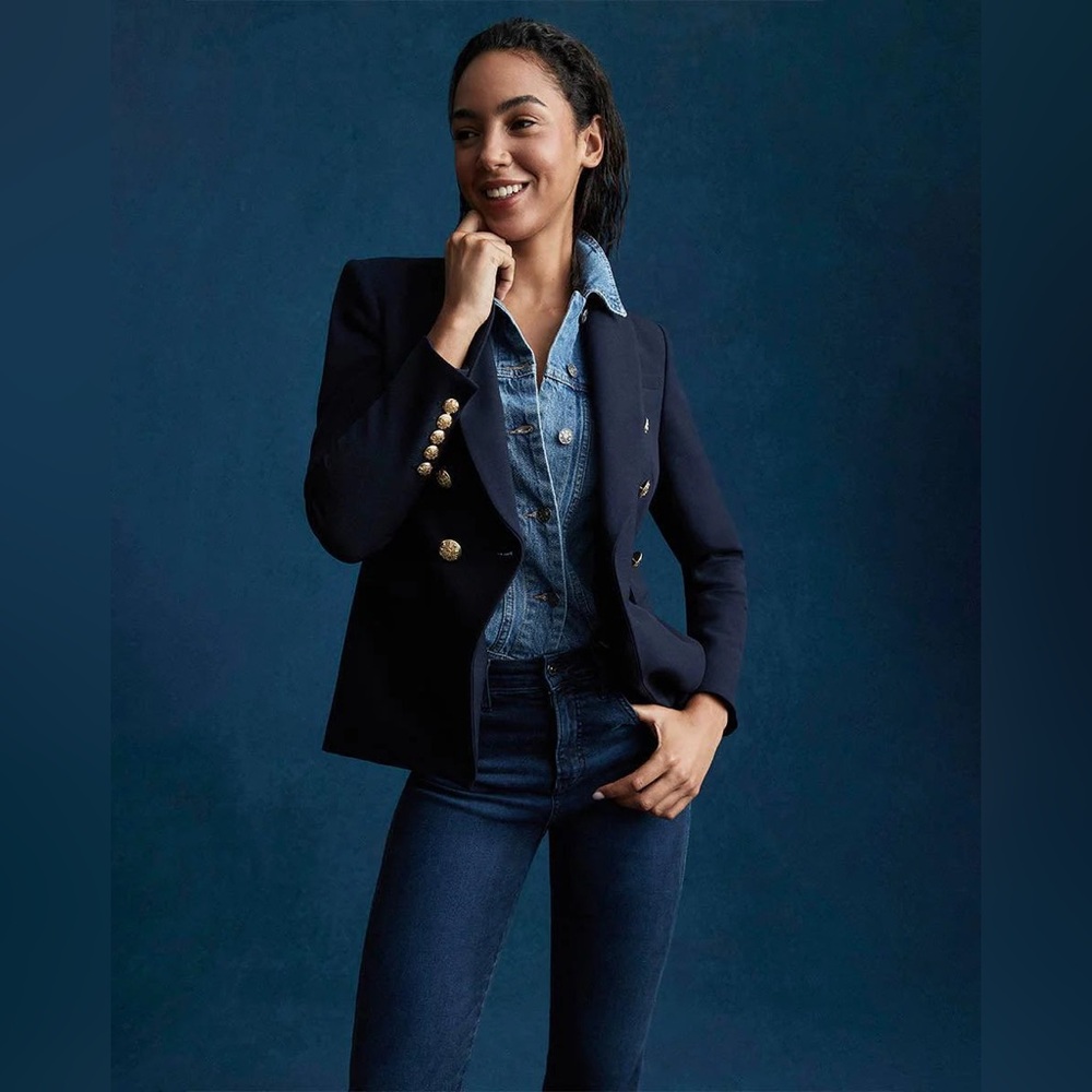 NWT $795 Veronica Beard Miller Dickey Jacket - Navy w/Gold Buttons - Picture 7 of 15